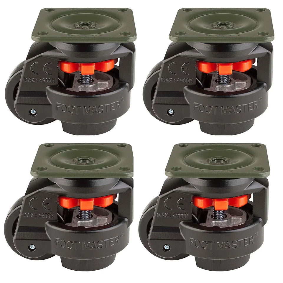 G-DOK Foot Master GD-80F Swivel Leveling Caster 90x90mm Plate 550 kg Black 4Pack