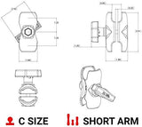 RAM Mounts Double Socket Arm RAM-201U-B Short Arm Compatible with RAM C Size 1.5" Ball Components