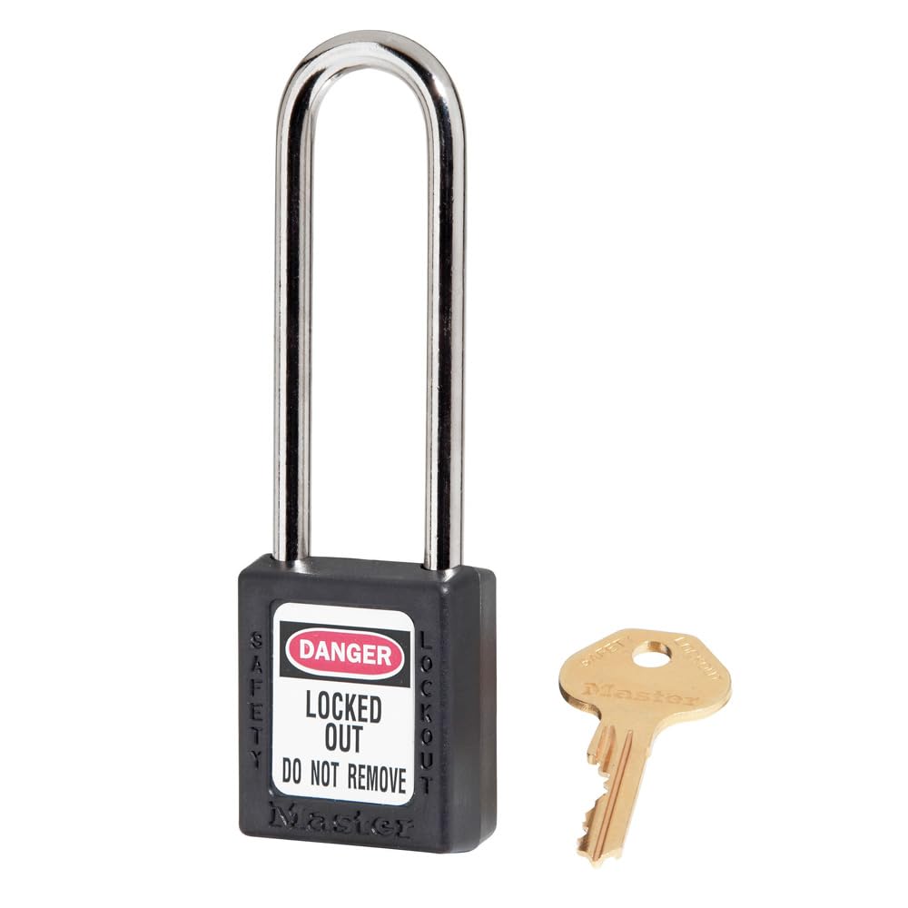 Master Lock 410LTBLK Black 410 Xenoy Safety Padlock with Short Body, 1/4" x 3" Shackle (Pack of 6)