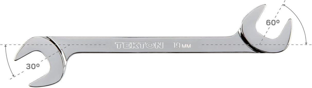 TEKTON 19 mm Angle Head Open End Wrench | WAE84019 | Made in USA