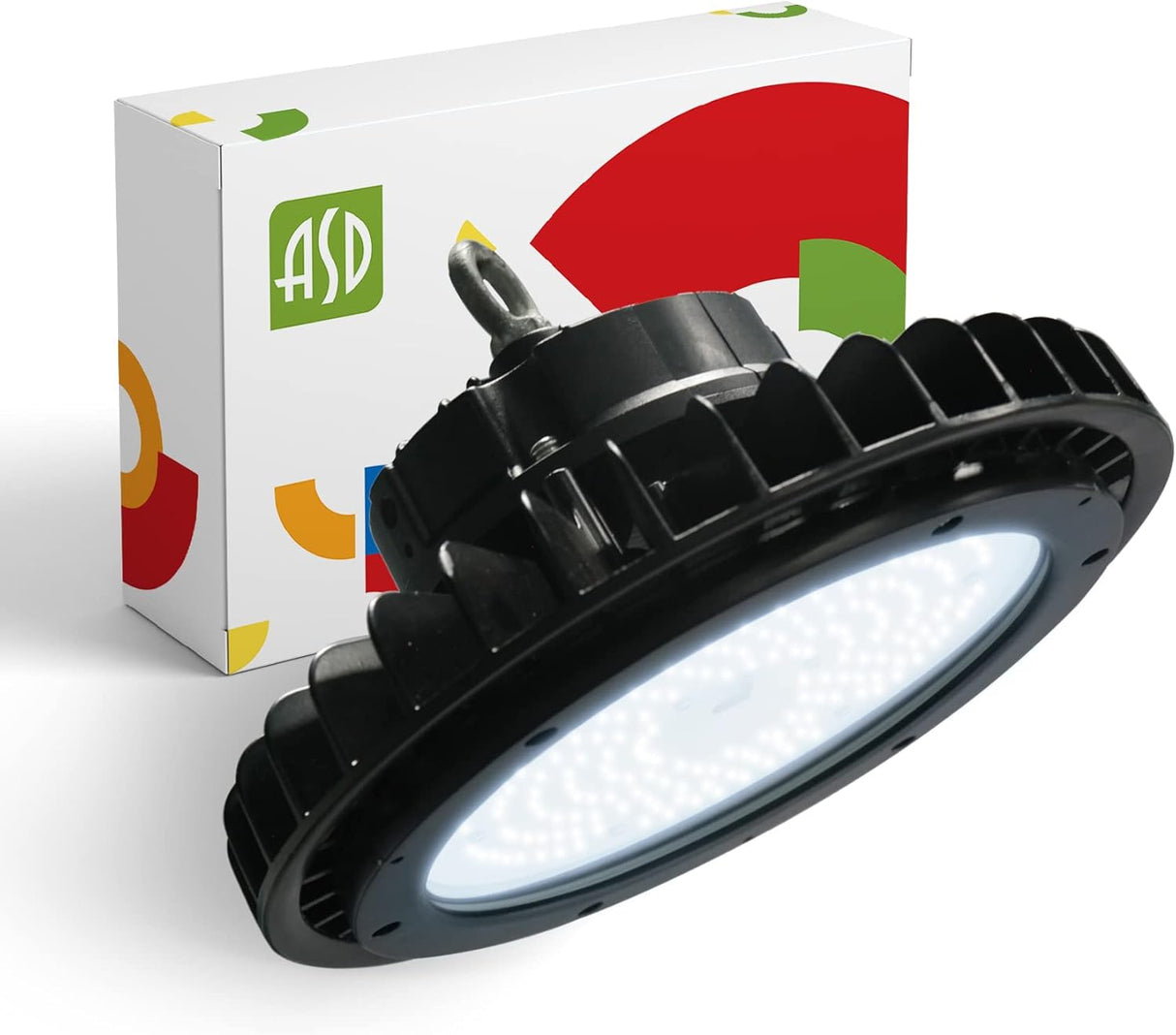 ASD UFO LED High Bay Light 150W, 19,479lm, 5000K Daylight, Dimmable, 120-277V, UL & DLC Premium, Commercial Bay Lighting for Warehouse Area, High Bay LED Shop Lights, Waterproof IP69K