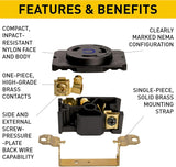 Legrand Pass & Seymour L630RCCV3 Turnlok Industrial Spec Grade Locking Receptacle, 30 Amp 250V, NEMA L6-30R, Black (1 Count)