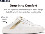 OLUKAI Ha'upu Women's Everyday Sneaker, Classic Lace-Up Design, Comfort Fit & Wet Grip Rubber Soles, Durable & Supportive, White/White, 7.5