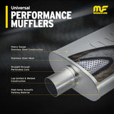 MagnaFlow Performance Exhaust Muffler 12258: 2.5"/2.25" Inlet/Outlet, 5x8x18" Oval, Stainless Steel, Satin Finish