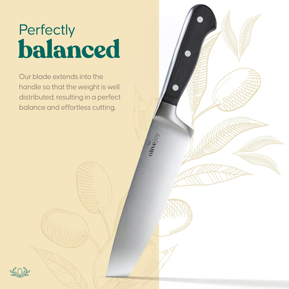 Olive Joy Chef Knife, 8 Inch Kitchen Knife, Professional Chefs Knife with Sheath in Gift Box, Great for Chopping, Cutting and Slicing Meat, Vegetables