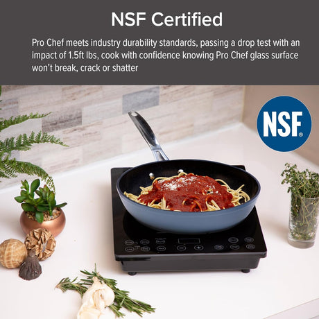 Nuwave Pro Chef Induction Cooktop, Portable, Large 8ﾔ Heating Coil, Temp Settings from 100ﾰF - 575ﾰF, Perfect for Commercial & Professional Settings, NSF-Certified, Shatter-Proof Ceramic Glass Surface