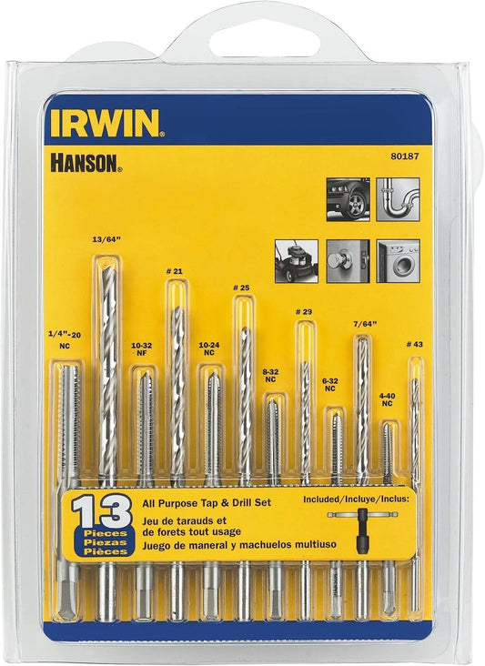 IRWIN Tools HANSON 80187 All-Purpose Bit with Tap 13 Piece Set