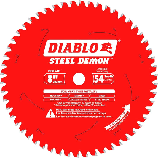 Diablo D0854F 8" X54 Tooth Carbide Steel Very Thin Metals Circular Saw Blade NEW