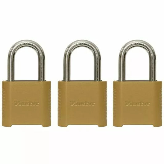Master Lock 875TRILF 1 1/2" Combination Padlock - Pack of 3