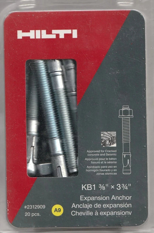 (20-Pk) Hilti Expansion Anchors 3/8" x 3-3/4" 2312909