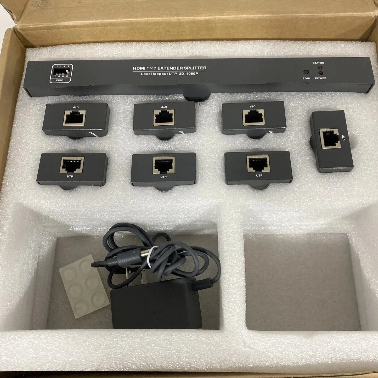 HTS0107 POC PoE 1x8 HDMI Splitter Extender Supports 3D 1080P 16 EDIDs