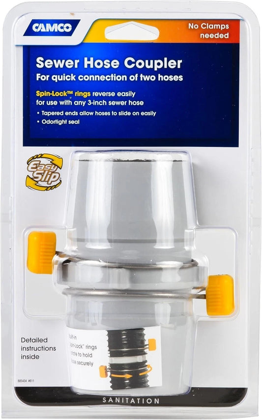 Camco Easy Slip Sewer Internal Hose Coupler With Slip Lock Rings   (39163)