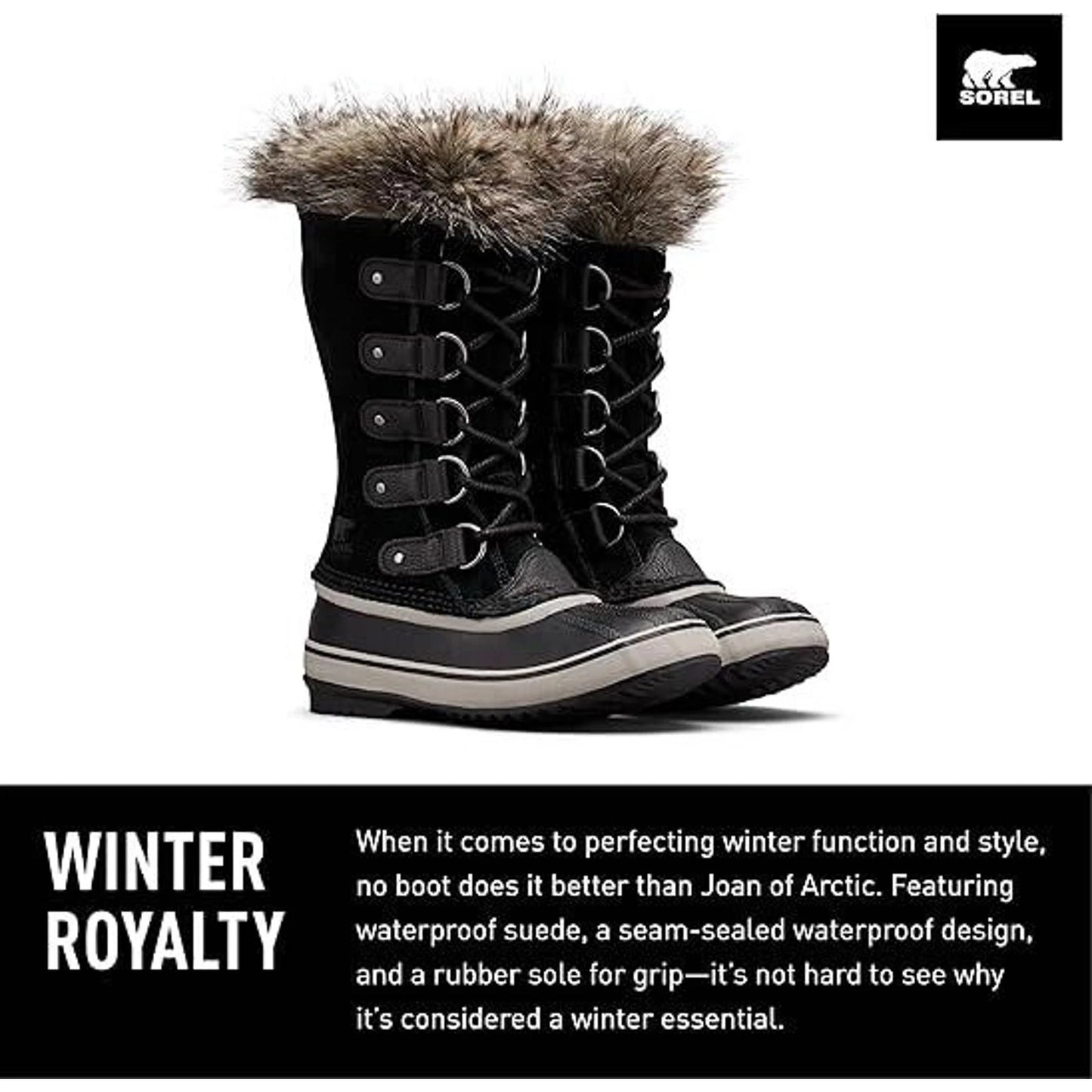 Sorel Joan of Arctic Women's Leather Winter Boots - Black, US 7