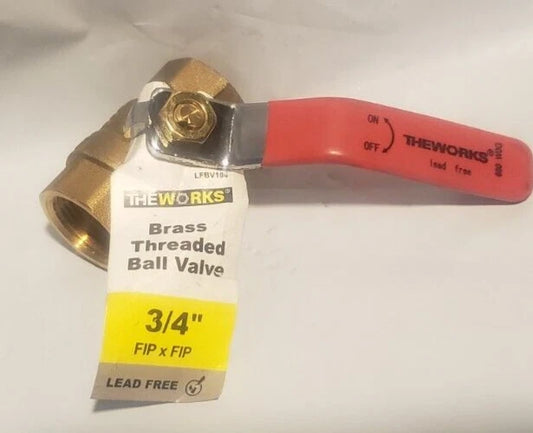 NEW - TheWorks 3/4 in. Brass FIP x FIP Threaded Full Port Ball Valve LFBV104