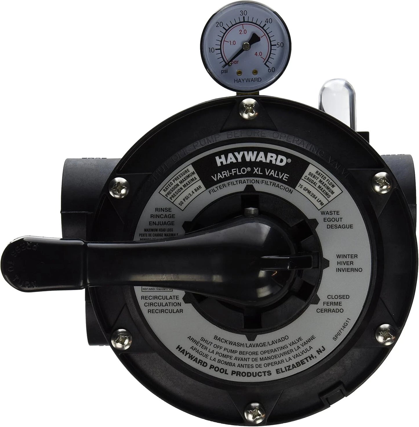 Hayward SP0714T Vari-Flo Control 1-1/2" FIP Top Mount Multiport Valve