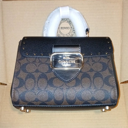 Coach Morgan Top Handle Satchel In Colorblock Signature Canvas With Rivets NWT