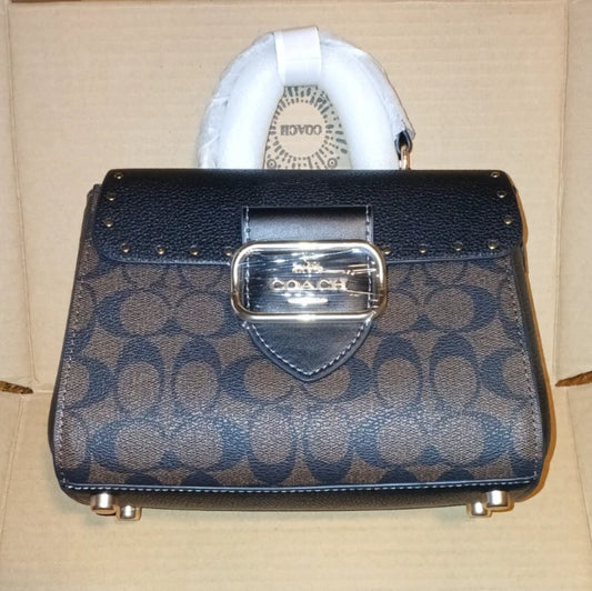 Coach Morgan Top Handle Satchel In Colorblock Signature Canvas With Rivets NWT