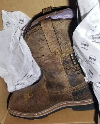 NEW Hoss Boots Mens Brown Leather Rushmore CT EH WP PR Western Work Boots