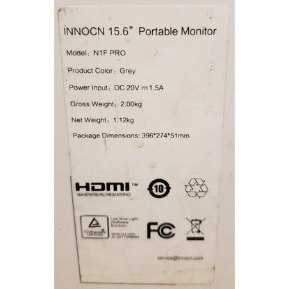 NEW - INNOCN N1F PRO 15.6 INCH 1080P ULTRA SLIM PORTABLE LAPTOP MONITOR