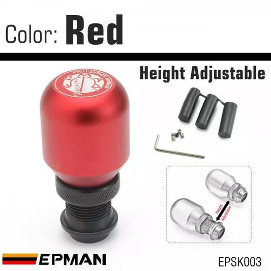 NEW EPMAN Universal Aluminum Height Adjustable Shift Knob, RED, FREE SHIPPING