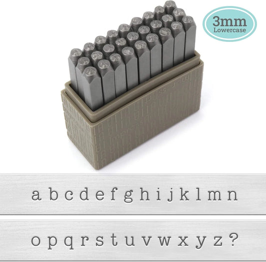 ImpressArt Typewriter Font Metal Letter Stamps, 3mm Lowercase Steel Alphabet Pun