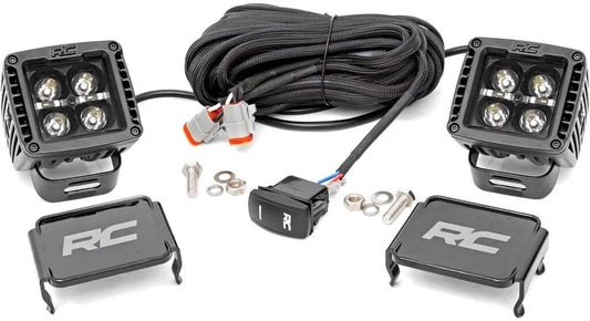 Rough Country 2" Black Series Square LED Cube Lights | White DRL - 70903BLKDRL