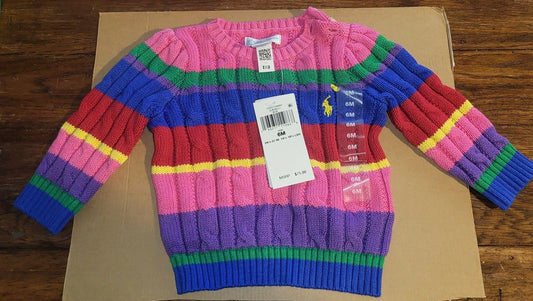 Ralph Lauren Cardigan Baby Girl Cable Knit Sweater Size 6M