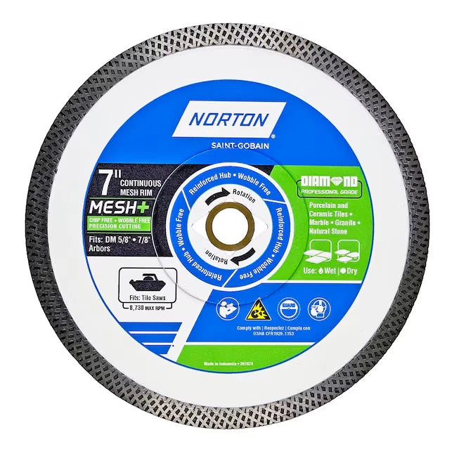 Norton Diamond Professional Grade 7" Wet/Dry Continuous Rim Diamond Saw Blade