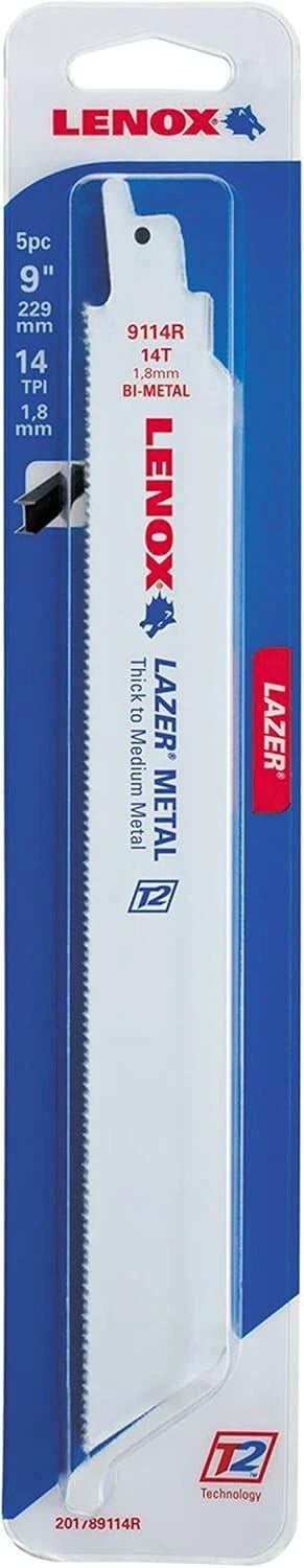 Lenox 201789114R 9" x 14 TPI Lazer Metal Reciprocating Saw Blades 5 Pack USA