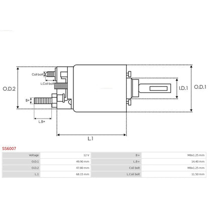 AS Solenoid Switch, starter AS-PL SS6007 5901259434491