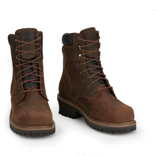 Chippewa Hardor Tough Bark 8in Oblique Steel Logger Style 55026 Men Size 9.5M
