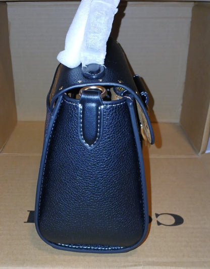 Coach Morgan Top Handle Satchel In Colorblock Signature Canvas With Rivets NWT