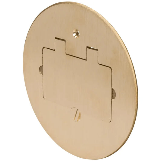 Wiremold 895GFI Brass Floor Box round carpet coverplate 5½" x  4¼" w
