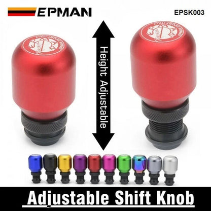 NEW EPMAN Universal Aluminum Height Adjustable Shift Knob, RED, FREE SHIPPING