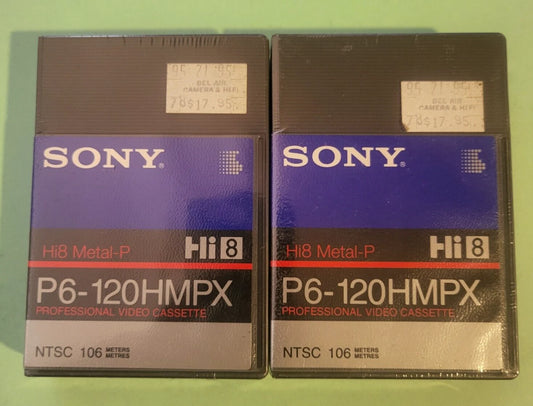 SONY P6-120HMPX Hi8 ProMP Metal Particle Tape Pro Video Cassette NEW 2-Pack