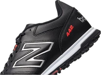 New Balance Men's 442 V2 Team TF Soccer Shoe, Black/White, 2E Wide, Size 12.5
