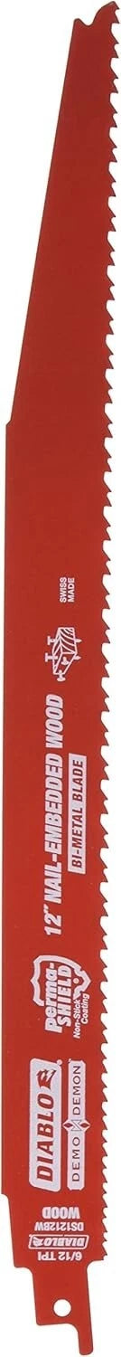 Diablo DS1212BW25 12" Bi-Metal Recip Blade for Nail-Embedded Wood, 25Pk