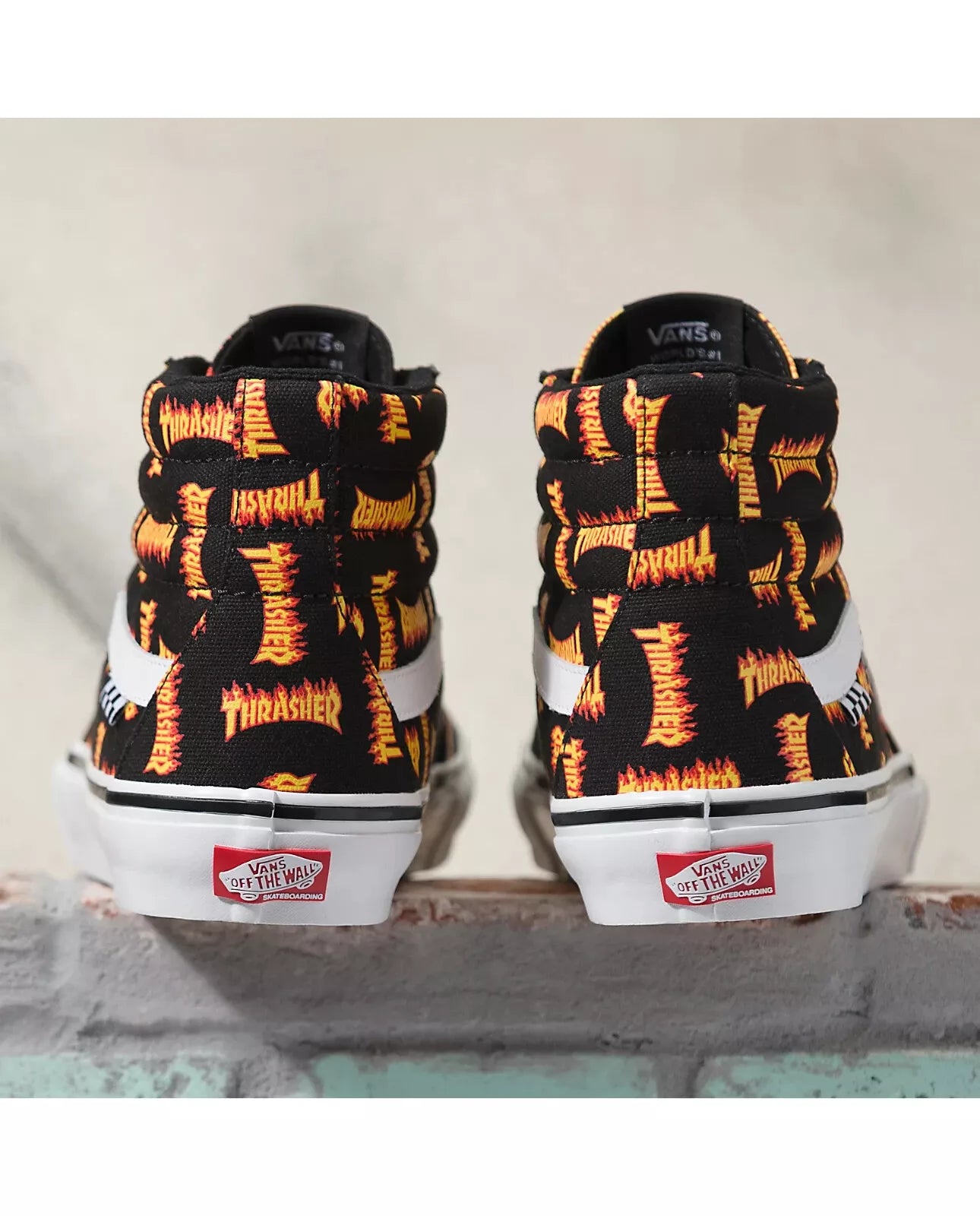 Size 13 - VANS Thrasher x Skate Sk8 High Allover Thrasher Logo Limited-Edition