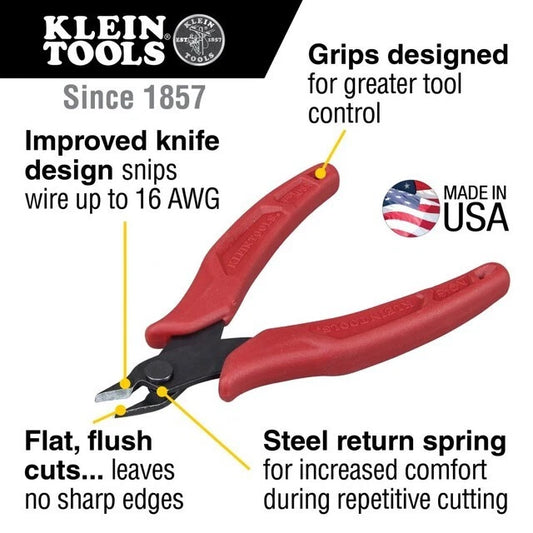 Klein Tools 5" Flush Cut Pliers, Precision Cutting Tool