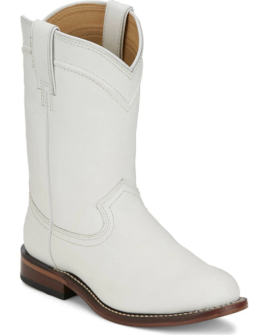 Justin Holland Vintage White Water Buffalo 10in Women J11 Roper Toe Size 7B