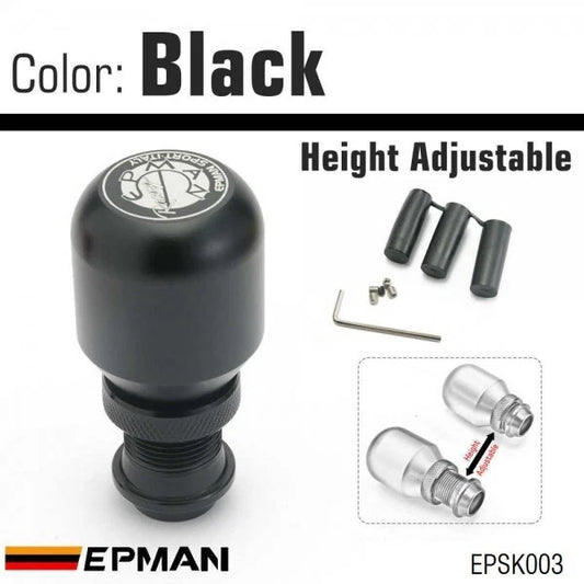 NEW EPMAN Universal Aluminum Height Adjustable Shift Knob, BLACK, FREE SHIPPING