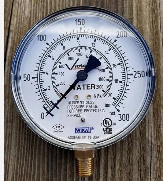 NEW Wika Water Pressure Gauge For Fire Protection, Up To 300 psi. FREE SHIPPING