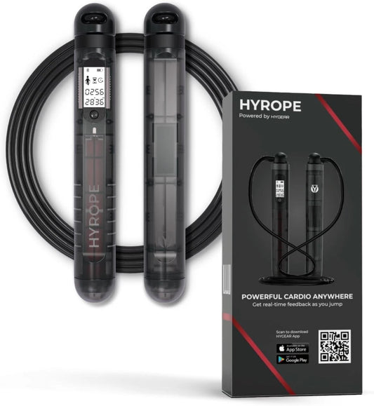 HYGEAR HYROPE PRO Smart Jump Rope with Performance Tracking, Cardio, Black