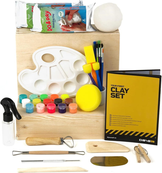 DIBYS at Home Pottery Kit for Adults & Kids, Air-Dry Clay Set