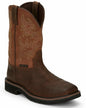 Justin Switch Brown Water Buffalo 11in Men Square Comp. Toe Size 11.5D