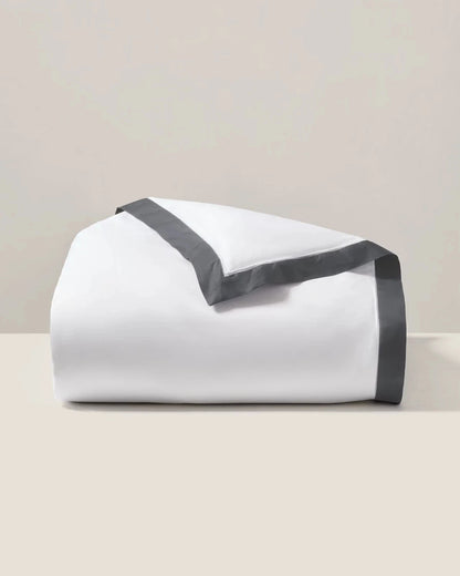 Ralph Lauren RL Organic Sateen Border Twin Duvet Cover $330 Graphite FREE SHIP!!
