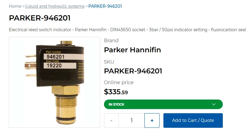 NEW Parker 946201 Pressure Gauge, 1/8-27 NPT, 2" 0-60 psig FREE SHIPPING