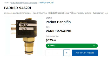 NEW Parker 946201 Pressure Gauge, 1/8-27 NPT, 2" 0-60 psig FREE SHIPPING