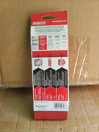 5 PCS Diablo DCB318036S02G Sanding Belt, 3 in W, 18 in L, 36 Grit, Ultra Coarse,