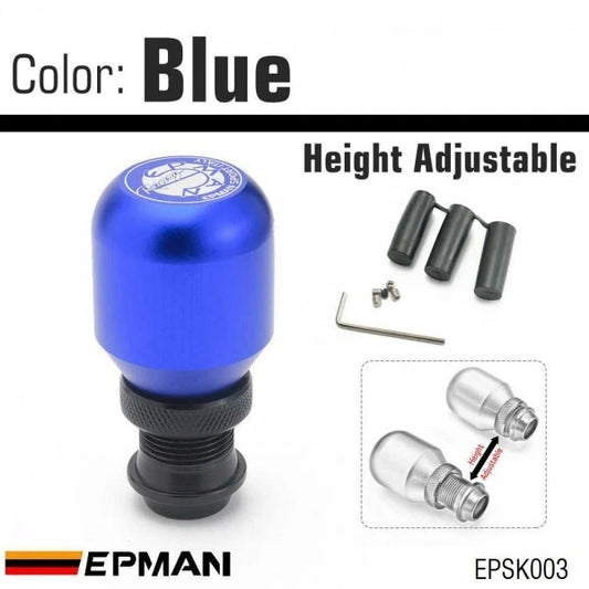 NEW EPMAN Universal Aluminum Height Adjustable Shift Knob, BLUE, FREE SHIPPING